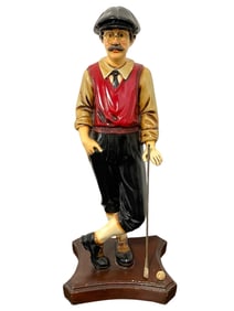 MALE GOLFER STATUE ON WOODEN BASE 27"