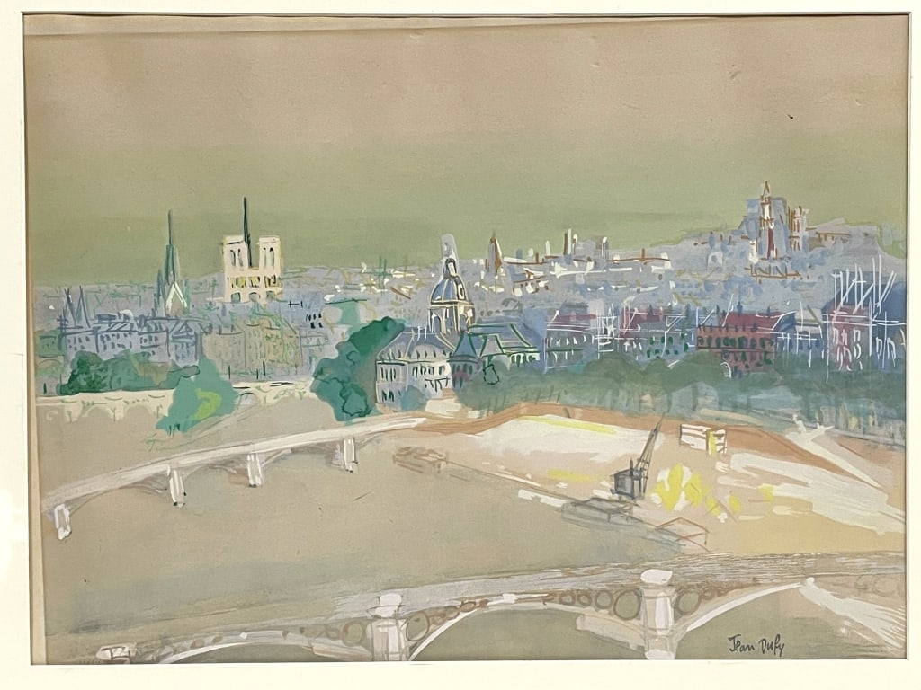 JEAN DUFY PARIS CITYSCAPE GOUACHE ON PAPER 23" (1 of 5)