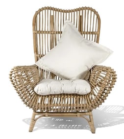 FLORIDA REGENCY RATTAN ARM CHAIR W / CUSHIONS
