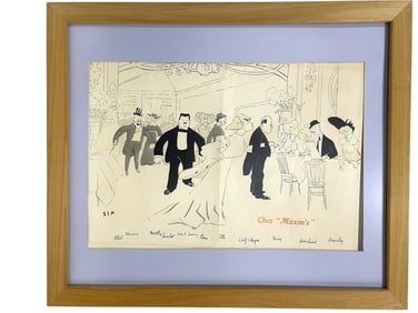 CHEZ MAXIM’S PARIS ILLUSTRATED MENU BY SEM FRAMED