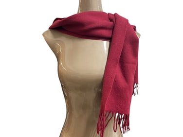 CHANEL RED CASHMERE FRINGE SCARF 67"