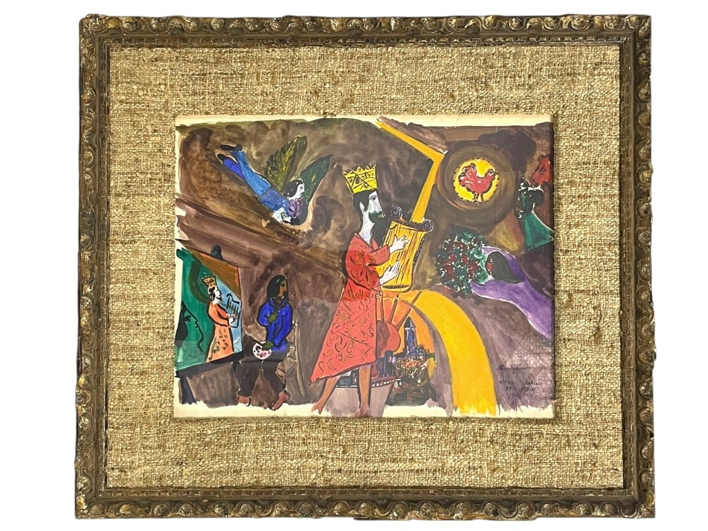 AFTER MARC CHAGALL WATERCOLOR PAINTING 31" (1 of 5)