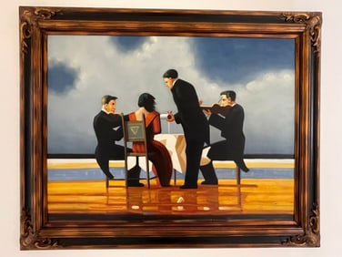 LARGE VETTRIANO-STYLE ROMANTIC OIL PAINTING 46"