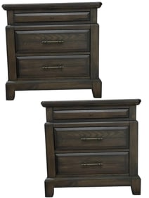 PAIR OF TRANSITIONAL RUSTIC 3-DRAWER NIGHTSTANDS