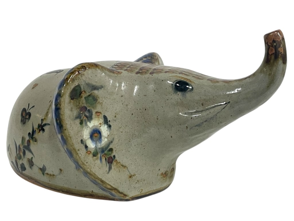 HAND-PAINTED CERAMIC ELEPHANT SCULPTURE 16" (1 of 6)