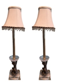 REGENCY STYLE BRONZE FIGURAL LAMPS  28"