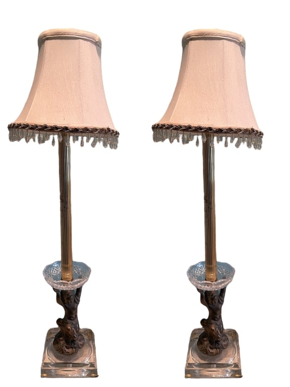 REGENCY STYLE BRONZE FIGURAL LAMPS  28" (1 of 5)