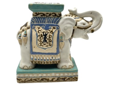 ASIAN STYLE CERAMIC ELEPHANT PLANT STAND 10"