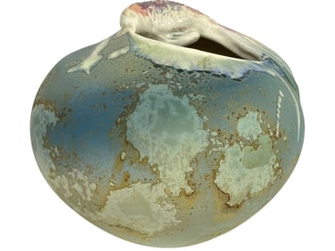RAKU STUDIO POTTERY VASE BY TONY EVANS 10"