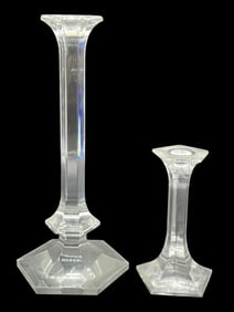 VAL ST LAMBERT CRYSTAL CANDLESTICKS 11"