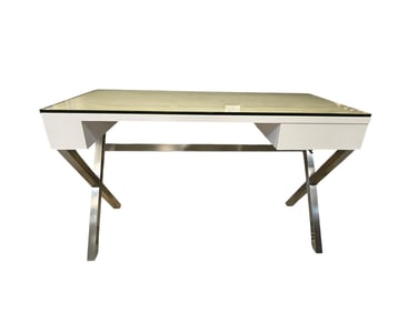 MID MOD WHITE LACQUER X BASE DESK 47"