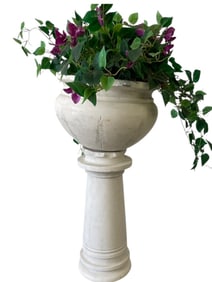 WHITE MARBLE PEDESTAL PLANTER 43"