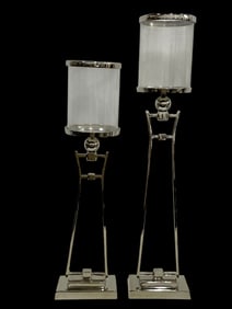 MODERN LIGHT HOUSE CHROME METAL CANDLE HOLDER