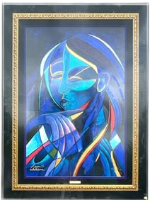 CHRISTIAN R. LASSEN SIGNED ABSTRACT PORTRAIT 45.5"