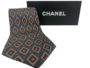 CHANEL MEN'S SILK TIE – BLUE & MULTI-COLOR