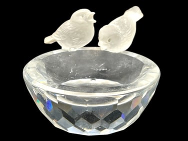 SWAROVSKI CRYSTAL BIRD BATH FIGURINE 3"