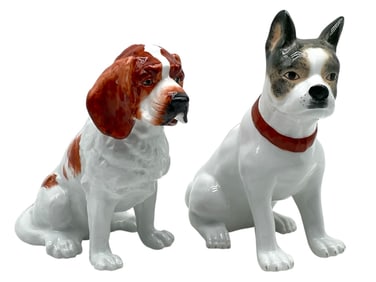 CHELSEA HOUSE PAIR OF PORCELAIN DOG FIGURINES 8"