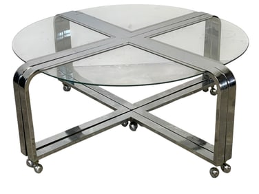 MID MOD  CHROME & GLASS MODULAR COFFEE TABLE  32"