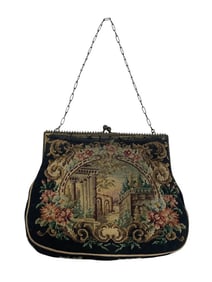 VINTAGE TAPESTRY EVENING BAG WITH CHAIN HANDLE