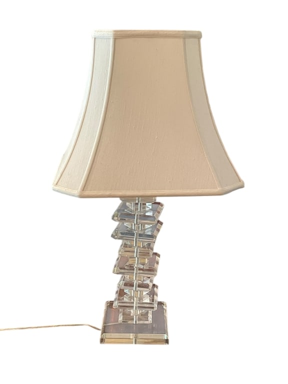 MODERN LUCITE STACKED BLOCK TABLE LAMP 30" (1 of 4)