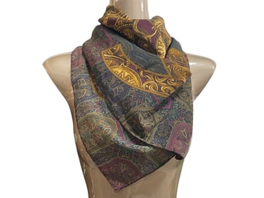 CHANEL PAISLEY & GOLD CHAIN SILK SCARF 33"
