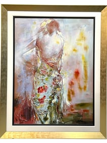JANET TREBY HAND EMBELLISHED SERIGRAPH CANVAS 50"