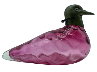 ANTIQUE AUSTRIAN CRANBERRY GLASS BIRD DECANTER