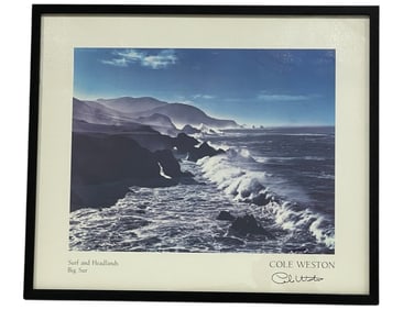 SIGNED COLE WESTON SURF AND HEADLANDS PRINT 31"