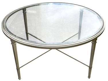 ETHAN ALLEN HERON ROUND GLASS-TOP COFFEE TABLE 38"