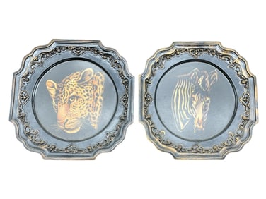 PAIR OF DECORATIVE WALL PLAQUES W WILDLIFE MOTIFS
