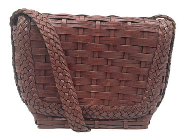 L.J.S COLLECTION WOVEN LEATHER HANDBAG