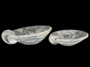 2 STEUBEN CRYSTAL SLOPING BOWLS 6.5"