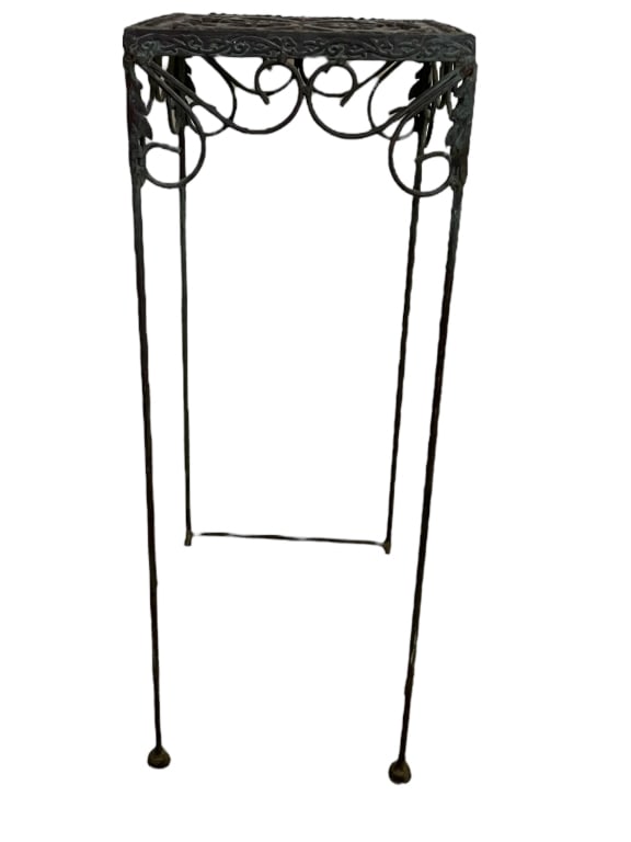 WROUGHT IRON PLANT STAND WITH MARBLE SHELF 27" (1 of 5)