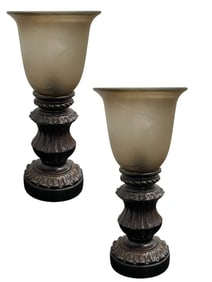 PAIR OF TRADITIONAL BRONZE-FINISH ACCENT LAMPS