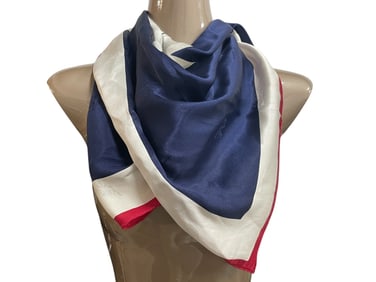 CHANEL NAVY, WHITE & RED “GIFT RIBBON?? SILK SCARF