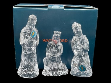 WATERFORD CRYSTAL 3 WISE MEN FIGURINES 6" W BOX