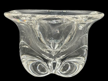 SCULPTURAL CLEAR ART GLASS VESSEL W FLARED RIM 6"