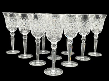 10 WATERFORD CRYSTAL CROSSHAVEN WINE GLASSES 8.5"