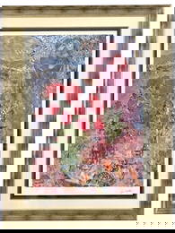 LARGE MARC CHAGALL LOVERS RED ROSES PRINT 59.5"