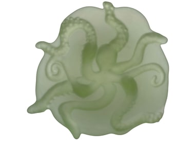 FROSTED SEAFOAM GREEN GLASS OCTOPUS BOWL 10"