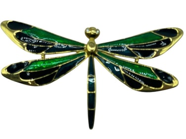 GOLD AND ENAMEL IMPERIAL DRAGONFLY PIN