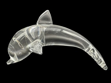 STEUBEN CLEAR ART GLASS DOLPHIN SCULPTURE 9"