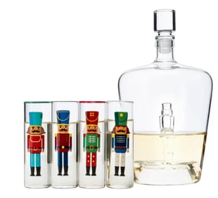 NEW IN BOX! NUTCRACKER DECANTER SET WITH GLASSES