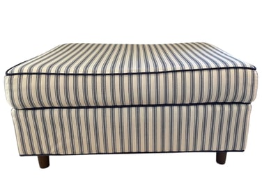 LARGE NAVY STRIPED COASTAL OTTOMAN