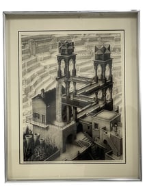 M. C. ESCHER WATERFALL PRINT ON GLASS