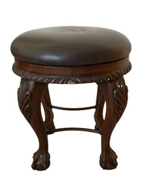 NEOCLASSICAL CARVED MAHOGANY VANITY STOOL