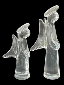 PAIR OF SIGMA CRYSTAL ANGEL FIGURINES 9"