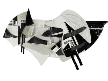 POSTMODERN ABSTRACT CERAMIC WALL SCULPTURE 46"