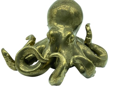 CERAMIC OCTOPUS SCULPTURE WITH BRASS LUSTER FINISH