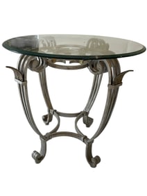 VINTAGE ORNATE ANTIQUED METAL SIDE TABLE